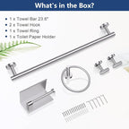 TQKAG 5 Piece Bathroom Towel Bar Holder Sets Brushed Nickel Bathroom Hardware Set Stainless Steel Toilet Paper Holder with Shelf Bathroom Accessories Kit Wall Mounted