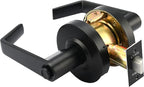 LYNN HARDWARE Commercial Door Lever Lock - Heavy-Duty Locking Door Handle, Designer Door Handles, Cylindrical Lever Lock, Non-Handed Grade 2 Door Handle, Matte Black, Privacy/Bathroom Function