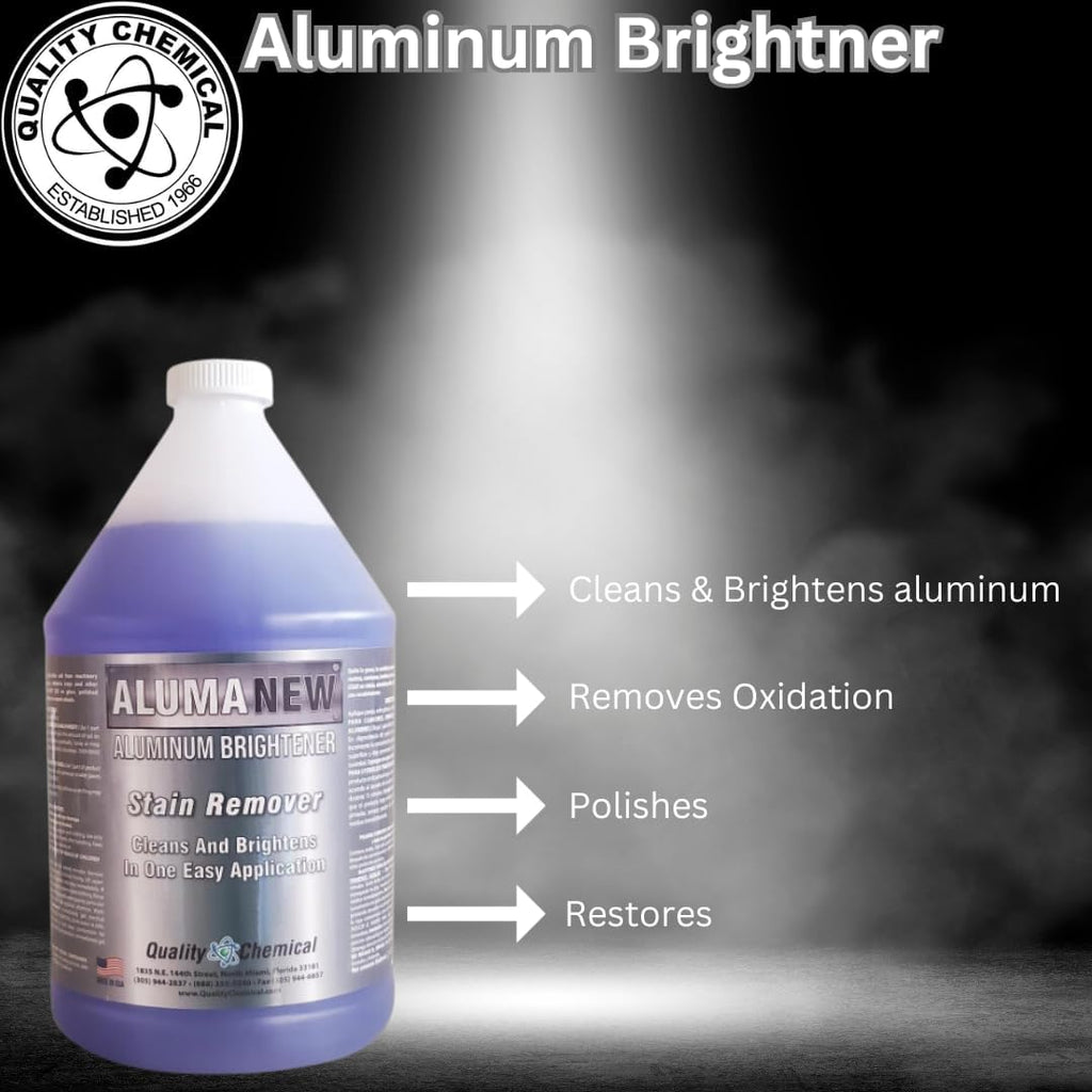 Quality Chemical Aluminum Cleaner Brightener & Restorer - Aluminum Cleaner, Aluminum Wheel Cleaner, Aluminum Cleaner, Pontoon Cleaner Aluminum, Aluminum Rim Cleaner 128 oz (pack of 4)