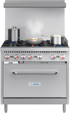 KoolMore KM-CR36-LP 36 in. 6 Burner Commercial Liquid Propane Range with Oven