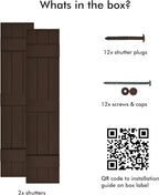 Board & Batten Vinyl Shutters (1 Pair) | 11"x63" (3-Board) - Coffee Bean | Exterior Window Shutters | Includes Mounting Hardware | Simple Installation | Made in USA