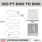 Iron Forge Cable Weatherproof 100 Ft Outdoor Extension Cord - 16/3 SJTW Heavy Duty Beige Extension Cord 3 Prong - 10 Amp Exterior Power Cable