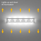 Ralbay 5 Light Modern LED Vanity Light Chrome Bathroom Light Fixtures Acrylic Up and Down Bathroom Wall Mounted Lighting Over Mirror