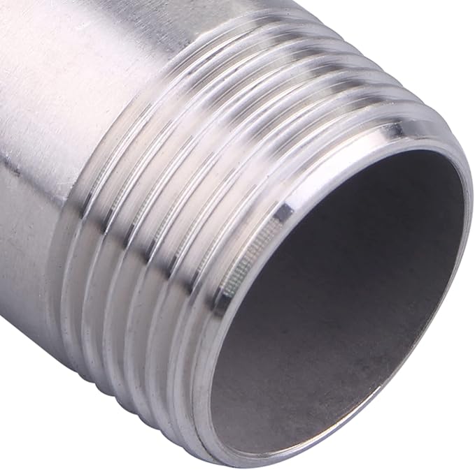 1" X 1" SUS304 Nipple Pipe Fitting - Stainless Steel Male NPT Threaded Long Coupling Fitting (pack of 2)