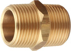 3/4 inch x 3/4 inch NPT Brass Hex Nipple Male Pipe Adapter, Thread 1" OD to 1" OD, (1 Piece)