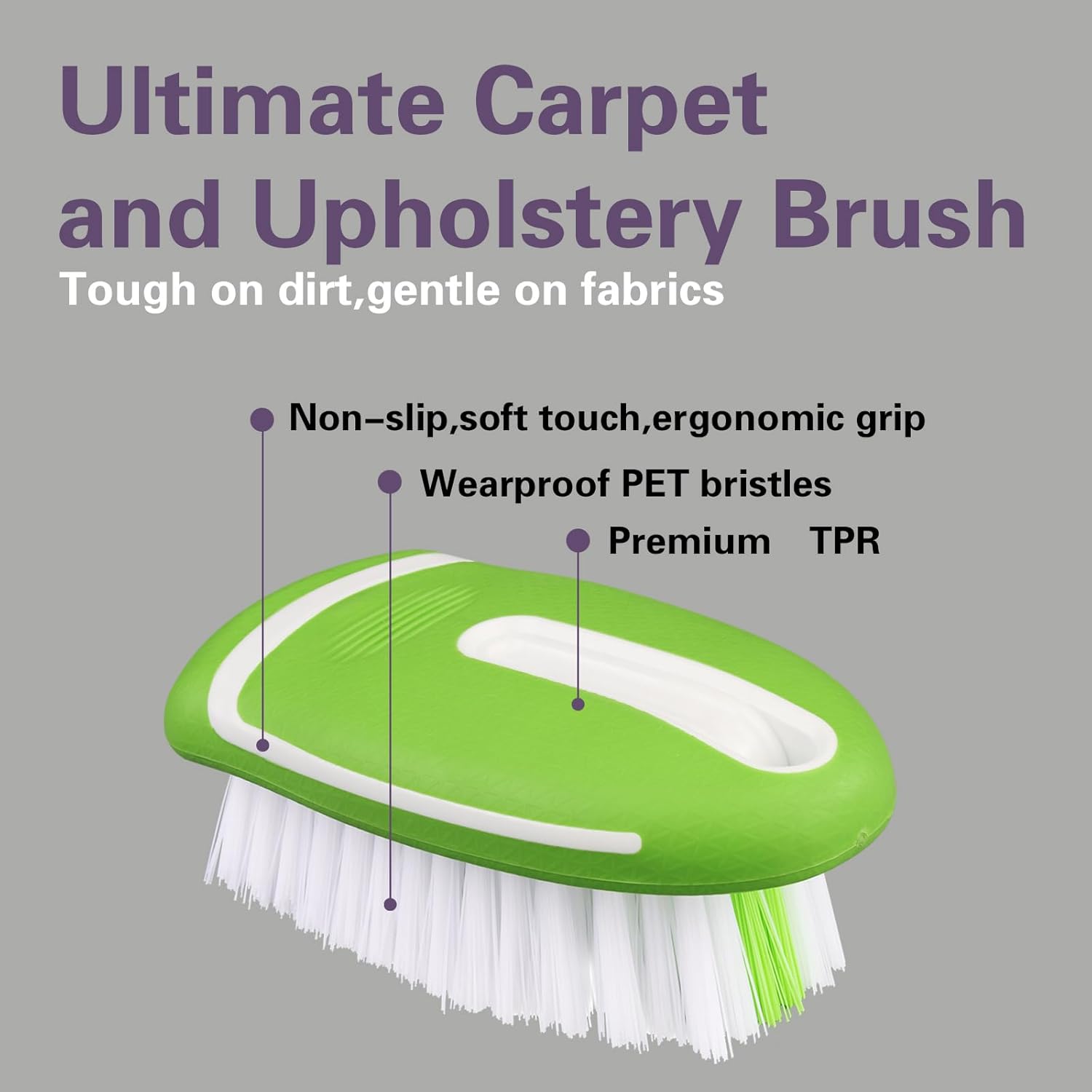 Carpet and Upholstery Cleaning Brush,Carpet Scrubber Stiff Bristle Detailing Scrub Brushes,Interior Leather Brush for Car and Home (Green)