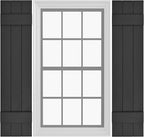 Board & Batten Vinyl Shutters (1 Pair) | 11"x47" (3-Board) - Black Cosmos/Paintable | Exterior Window Shutters | Includes Mounting Hardware | Simple Installation | Made in USA