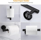 Cilee 8 Piece Matte Black Bathroom Hardware Set, 24inch Bathroom Towel bar+Towel Ring+Toilet Paper Holder+ Robe Towel Hook, SUS304 Stainless Steel Bathroom Accessory Set