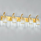 Modern Bathroom Vanity Light, 5-Light Gold Wall Sconce with Crystal Accents, Over Mirror Bathroom Lighting Fixture, 42.52" Long Dimmable Vanity Lamp for Makeup, Easy Installation