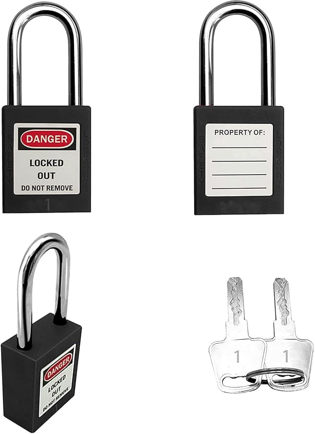 SAFBY Lockout Tagout Locks, Safety Padlock, Keyed Differently Loto Safety Padlocks for Lock Out Tag Out Kits Station (Black NO.1-10)