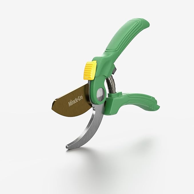 Miracle-Gro 8 in. Bypass Pruning Shears – 1/2 in. Cutting Capacity; Gardening Hand Pruner with Sharp Carbon Steel Blade and Non-Slip Grip – Lightweight Garden Tool for Live Plants and Soft Stems