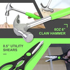 DNA MOTORING 39-Piece Household Tool Set General Repair Small Hand Tool Kit Storage Case for Home Garage Office College Dormitory Use, Green, TOOLS-00010