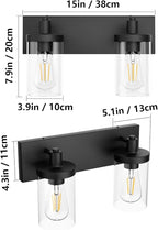 Aipsun Black Bathroom Light Fixtures Vintage Vanity Light for Bathroom Industrial Wall Sconce with Clear Glass Shade(Exclude Bulb)
