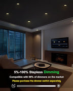 zouzai 6 Inch Black 5CCT Ultra-Thin LED Recessed Ceiling Light with Junction Box 2700K/3000K/3500K/4000K/5000K Selectable, 12W Dimmable, led can Lights ETL and Energy Star Certified【6 Pack 】