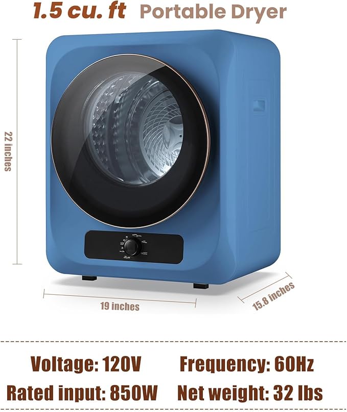 Auertech Portable Washer and Dryer Combo Set, 28 lbs Fully Automatic Washing Machine, 1.5 CuFt Portable Dryers, Compact Washer and Dryer for Apartment, RV, Dorm