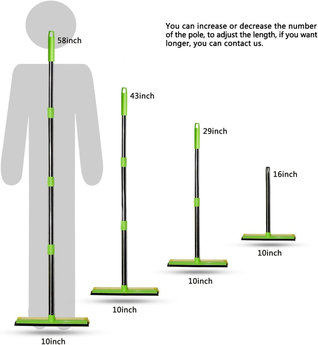 ITTAHO Window Squeegee, Squeegee for Window Cleaning, 2 in 1 Squeegee Window Cleaner with 58'' Long Handle,Window Washing Kit with Extension Pole for Shower, Windshield, Mirror, Gas Station, Glass