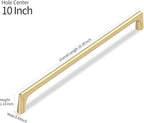3 Pack 10 Inch(254mm) Hole Center Modern Brushed Gold Cabinet Pull Handle Timeless Vanity Drawer Pull Handle Classic Cabinet Hardware for Kitchen Dresser Bathroom, Screws Included, B-Gold(10x3)