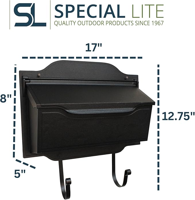 Special Lite Contemporary Horizontal Wall Mount Mailbox - Black Aluminum Mailbox for Wall Mount - SHC-1002-BLK