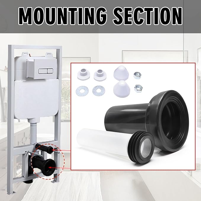 Wall Hung Toilet Gasket and Connector Set Compatible with Geberit 152.404.46.1/240.752.11.1-Includes Drain Pipe,Flush Pipe,Nuts,Washers,Installation Kit Bowl Replacement