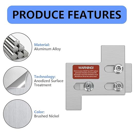 Generator Interlock Kit Compatible with GE General Main 150 or 200 Amp Panels, 1-1/4" Spacing Between Main and Branch Breakers, Electrical Interlock Kit