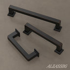 Alzassbg 6 Pack Oil Rubbed Bronze Cabinet Pulls, 3 Inch(76mm) Hole Centers Cabinet Handles Square Kitchen Hardware for Cabinets AL3046ORB
