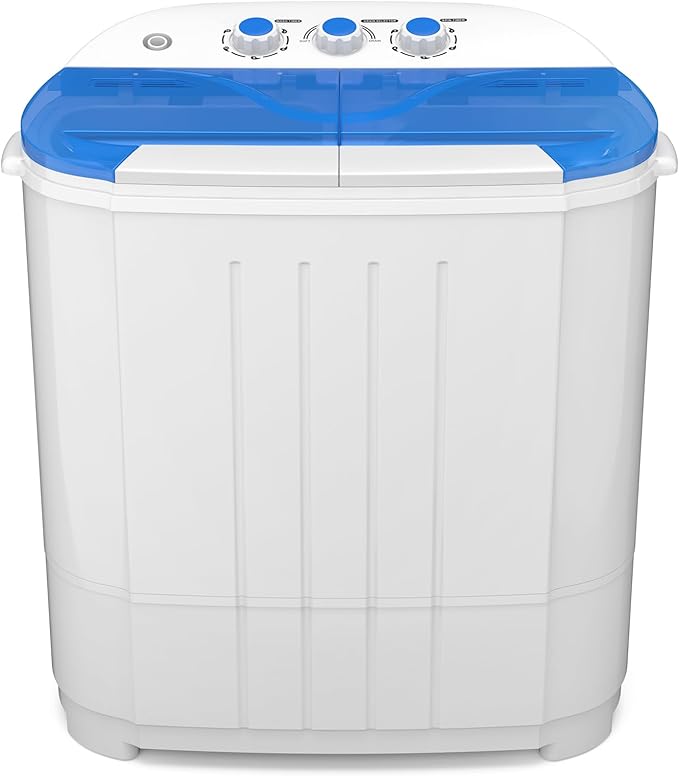 Zynkez Portable Washing Machine, 14Lbs Compact Twin Tub Laundry Washer, Semi-Automatic 9Lbs Washer and 5Lbs Spinner Combo for Apartments, Dorms, RVs