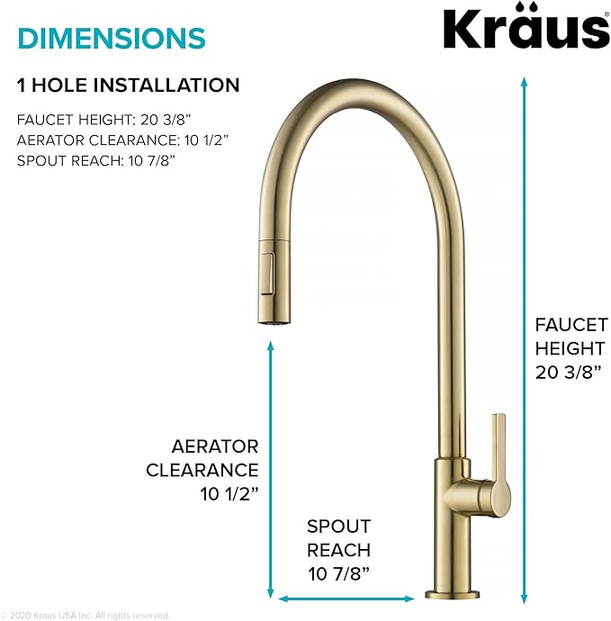 KRAUS Oletto High-Arc Single Handle Pull-Down Kitchen Faucet in Spot Free Antique Champagne Bronze, KPF-2821SFACB