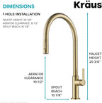 KRAUS Oletto High-Arc Single Handle Pull-Down Kitchen Faucet in Spot Free Antique Champagne Bronze, KPF-2821SFACB
