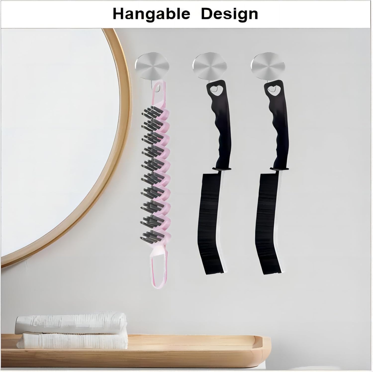 Crevice Cleaning Brush Hard Bristle Grout Brush Scrub Brush Toilet Brush Cleaning Tools Cleaning Supplies for Household Use Bathroom Kitchen 3 Pcs (Black&Pink)