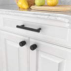 Amerdeco 10 Pack Matte Black Knurled Cabinet Pulls 3.75 Inch Center to Center Kitchen Cabinet Handles for Drawer Dresser, Cupboard and Wardrobe ZH0031