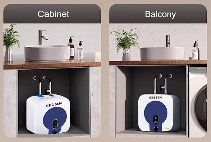 2.5 Gallon Mini Hot Water Heater 1500W, Small Under Sink Counter RV TR Endless Trailer Kitchen Compact Point-of-Use, 16” Long 1/2”FIP Stainless Steel Water Hoses 9L