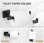 TQKAG 5-Piece Matte Black Bathroom Hardware Set Classic Wall Mounted Bathroom Accessories Set SUS304 Stainless Steel Towel Bar Sets 23.6" Towel Rack for Bathroom Towel Holder Set,Black