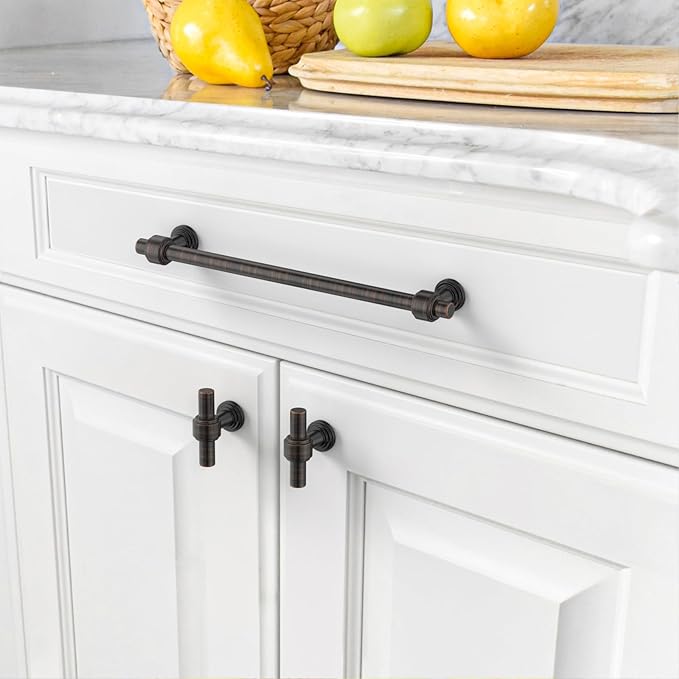 Amerdeco 10 Pack Oil Rubbed Bronze Cabinet Pulls 6.3 Inch(160mm) Hole Center Drawer Pulls Cabinet Hardware Kitchen Cabinet Handles for Bathroom ZH0069