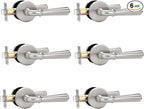 Orger 6 Pack Brushed Nickel Passage Door Lever Keyless Closet Door Handle, Interior Non-Locking Lever Sets Keyless Nickel Finish Door Lock for Right & Left Handed Doors, Stainless Steel
