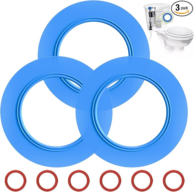 Flush Valve Seal for American Standard and Eljer Toilet, 3 Pack Toilet Parts for 7301111-0070A Upgraded Silicone Material Flush Valve Replacement Kit Gasket Ring for Champion 4 and Eljer Titan 4