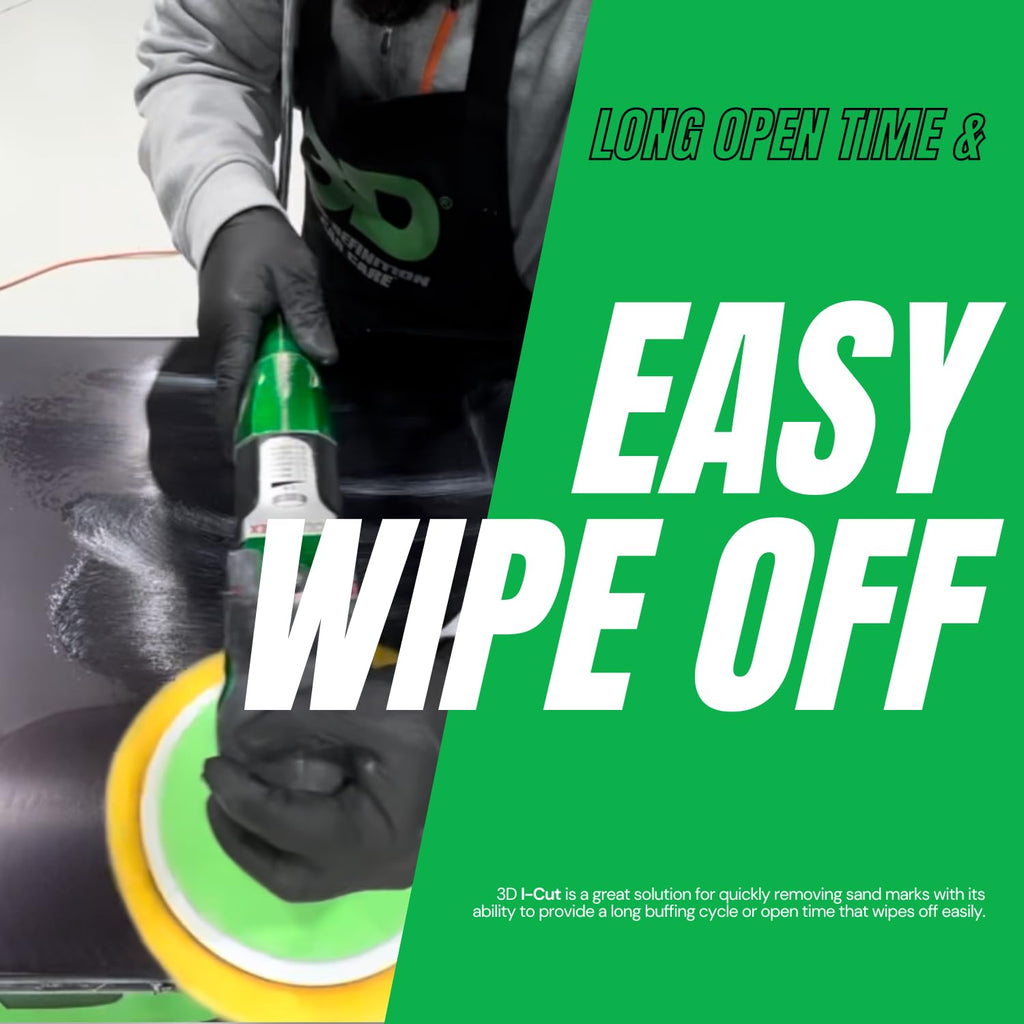 3D I-Cut Rubbing Compound & Polish – Fast Paint Correction for High-Volume Body Shops | Removes P1500+ Sanding Marks | Long Buffing Cycle | 16oz | USA Made
