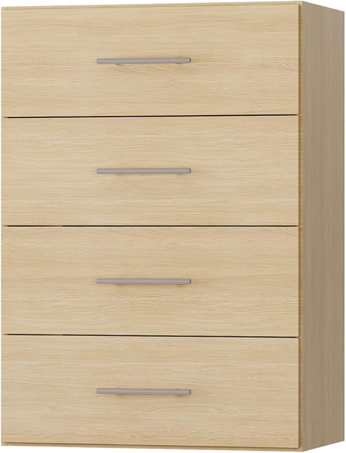 ROOMTEC 31.5" 4 Drawer Short Tower Closet Unit, Modular Closet System with Drawers and Shelf, Wardrobe Organizer for Bedroom or Walk-in Closet, Wall Mounted, Customizable Clothes Storage Unit, Wood