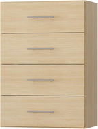 ROOMTEC 31.5" 4 Drawer Short Tower Closet Unit, Modular Closet System with Drawers and Shelf, Wardrobe Organizer for Bedroom or Walk-in Closet, Wall Mounted, Customizable Clothes Storage Unit, Wood