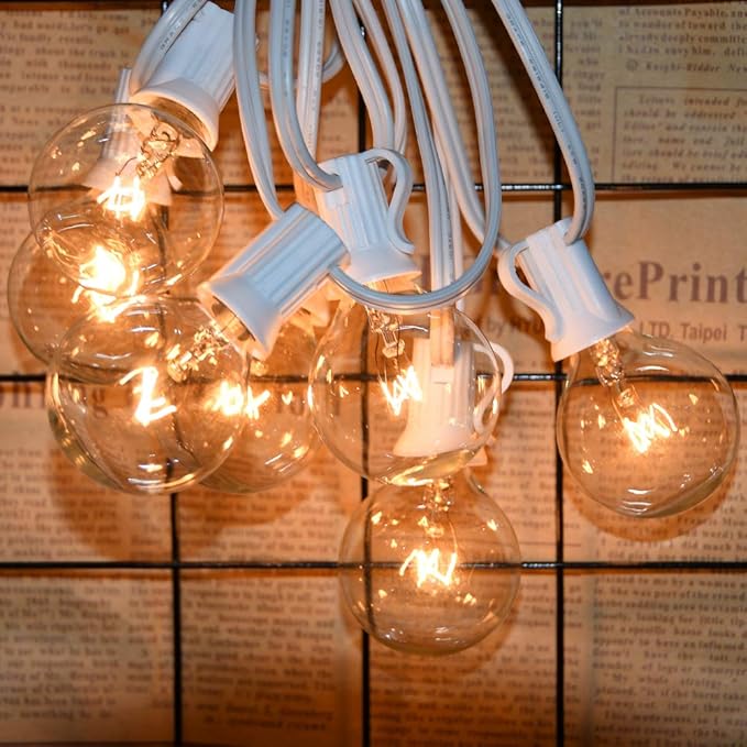 G40 Replacement Light Bulbs 5W Clear Globe Bulb fits E12 C7 Candelabra Screw Base Sockets, 1.5 Inch Dimmable Light Bulbs for Indoor Outdoor Patio Decor, Pack of 25