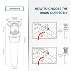 Vessel Sink Drain,Bathroom Pop-up Drain with Detachable Basket Stopper, Anti-Explosion and Anti-Clogging Drain Strainer, Sink Drain Assembly with Overflow Polished Chrome, REGALMIX RWF083H
