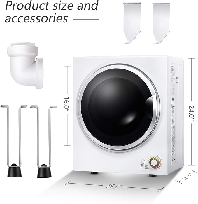 ARLIME Potable Clothes Dryer, 900W Compact Dryer w/4 Automatic Drying Mode, Stainless Steel Drum & Easy Control Panel, Electric Dryer for Apartments, Dorm & RVs 110V, White