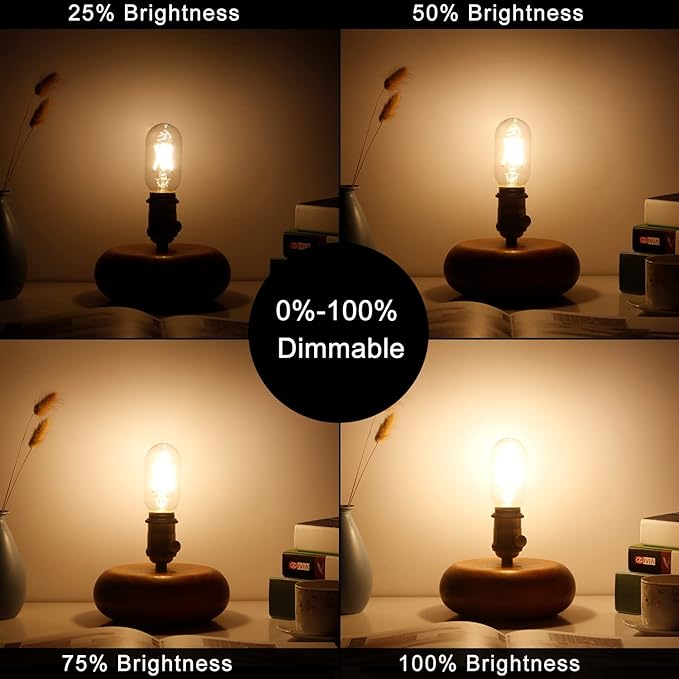 LiteHistory E26 LED Bulb 6W Equivalent e26 led Bulb 60 Watt Dimmable Warm White 2700K E26 Edison Bulb AC120V 600lm Tubular T14 T45 LED Bulb for Pendant, Sputnik,Vanity,Chandeliers Pack of 6