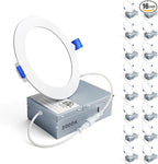 Ensenior 16 Pack 4 Inch LED Recessed Ceiling Light, Dimmable, 3000K Warm White, 750LM 9W 120V, High Brightness Canless Wafer Downlight - ETL&FCC&IC