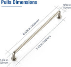 JOY DECOR Cabinet Pulls – 7-1/2 Inch Hole Center, Brushed Nickel, 10 Pack, Zinc Alloy Cabinet Handles for Drawers & Cupboard – Vintage Style Hardware for Kitchen, Bathroom, Dresser, Furniture Makeover