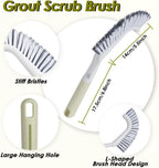 Heavy Duty Scrub Brush with Long Handle, Grout Cleaner Brush, Stiff Bristles Scrub Brushes for Cleaning Bathtub, Bathroom, Shower, Tile, Carpet, Kitchen, Sink (Green)