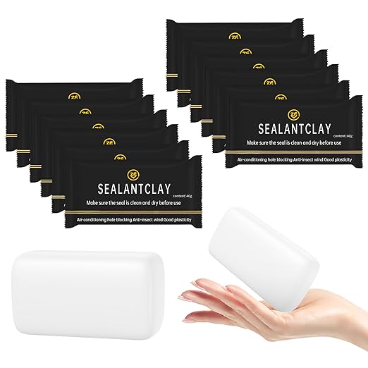 12Pack Quick Repair Mud and Waterproof White Sealing Putty - Pipe Sealing Repair Sealing Clay, Ideal for Air Conditioning Gaps, Wall Holes and Drain Connections