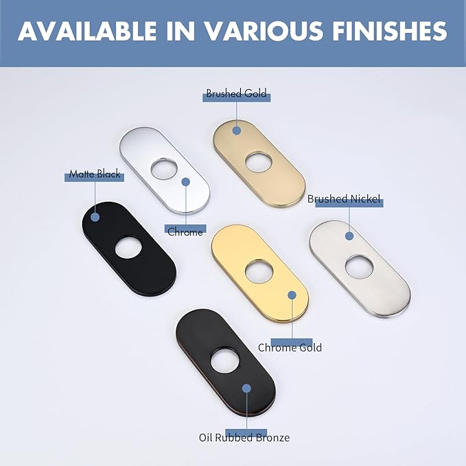 6 Inch Faucet Deck Plate for Bathroom Sink - Universal Fit for 1 Hole or 3 Hole 4 Inch Centerset Basins - Escutcheon Faucet Plate - Stainless Steel Faucet Hole Cover(Brushed Gold)