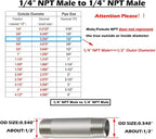 Beduan Stainless Steel Pipe Fittings, 1/4" NPT x 1/4" NPT Male Threaded, 8" Length Nipple Cast Pipe