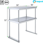 AmGood Double OverShelf Stainless Steel NSF - Many (30" Long x 18" Deep)