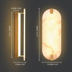 14.17in Alabaster Wall Sconces, Natural Marble Wall Light, Modern LED Alabaster Sconces for Living Room Indoor Wall Lamps for Dining Room Stairs Bedroom,Brushed Gold